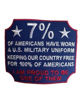 Vintage U.S. Military Veteran Pride Patch 7% Statistics Blue White Star Embroide